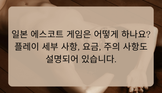 일본 에스코트 게임은 어떻게 하나요? 플레이 세부 사항, 요금, 주의 사항도 설명되어 있습니다.